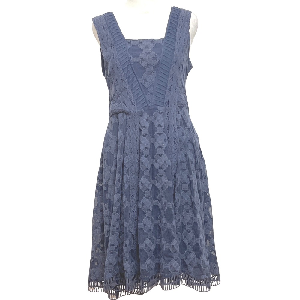 Sundance women's dress lace cornflower blue sz 6 feminine boho chic flare rayon